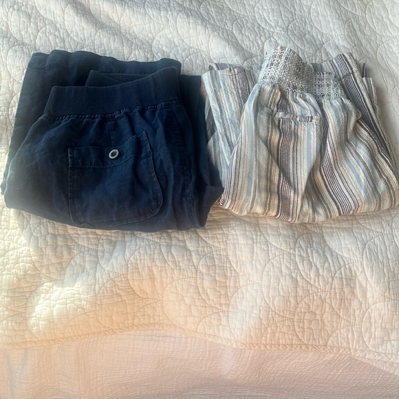 Flowy relaxed boho linen pants bundle of 2 •size medium - Picture 1 of 12